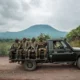 A Congolese army carrying troops heads towards the area surrounding Goma, Democratic Republic of Congo.